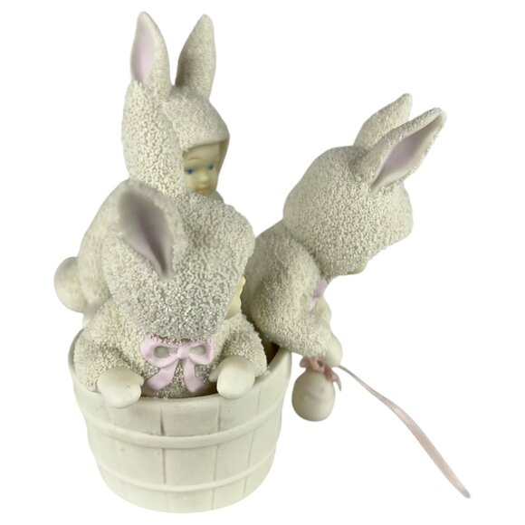 1995 Dept 56 Snowbunnies Figurine Rub A Dub Dub 3 Bunnies In A Tub Easter Egg - Picture 10 of 10